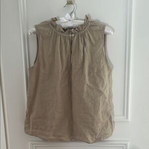 Velvet by Graham & Spencer Cream Sleeveless Ruffled Blouse